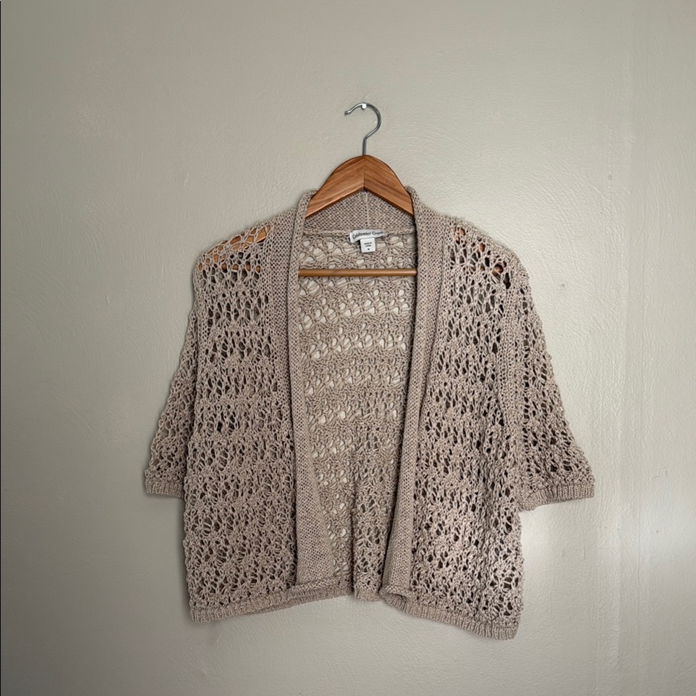 Coldwater Creek Beige Open-Knit Cardigan